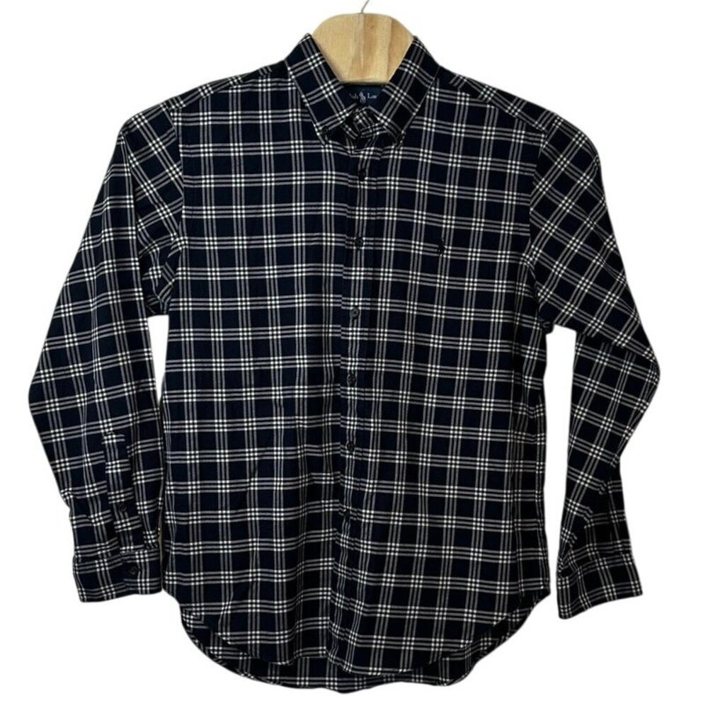 Ralph Lauren Men’s Long Sleeve Button Down Shirt Size L Dark Blue Logo Check